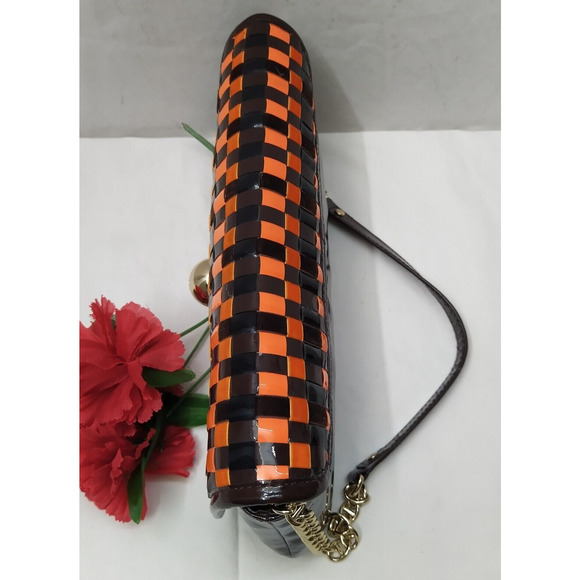 Kate Spade New York Orange Brown Patent Leather Chain Strap Hobo Shoulder Bag - Picture 4 of 16